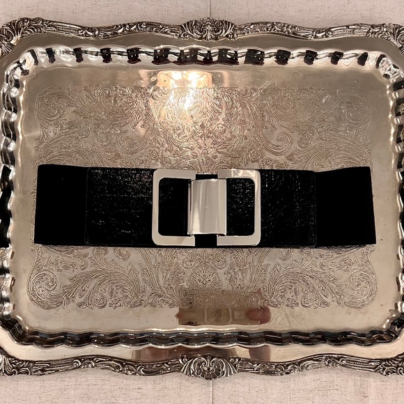 Wide elastic belt with silver clip - Picture 1 of 5